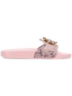 Dolce & Gabbana Crystal-embellished Lace Slides - Pink & Purple