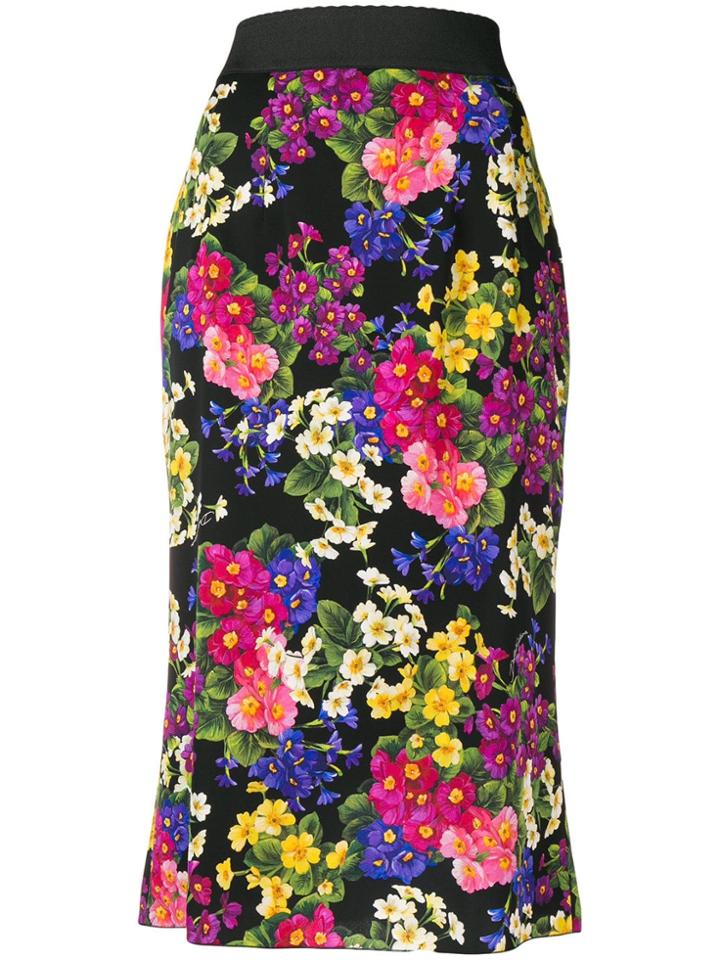 Dolce & Gabbana Floral Pencil Skirt - Black