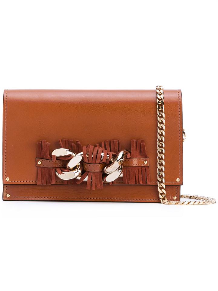 Casadei - Chain Fringe Strap Shoulder Bag - Women - Chamois Leather/nappa Leather/kid Leather - One Size, Brown, Chamois Leather/nappa Leather/kid Leather