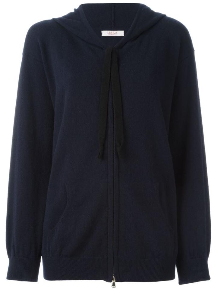 Liska Cashmere Hoodie Cardigan, Women's, Size: Large, Blue, Cashmere