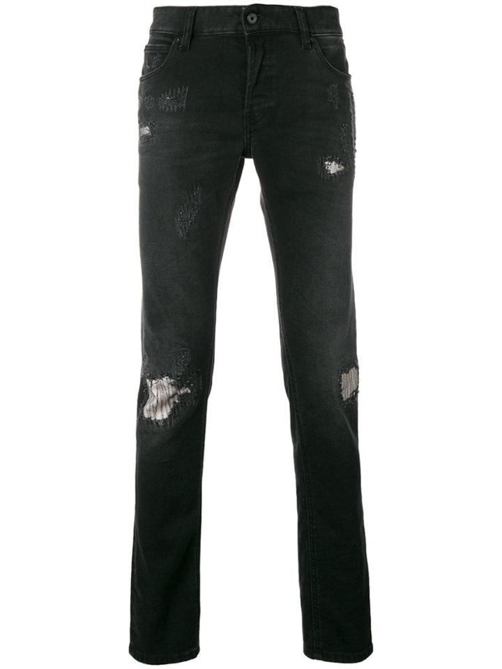 Just Cavalli Distressed Slim Fit Jeans - Black