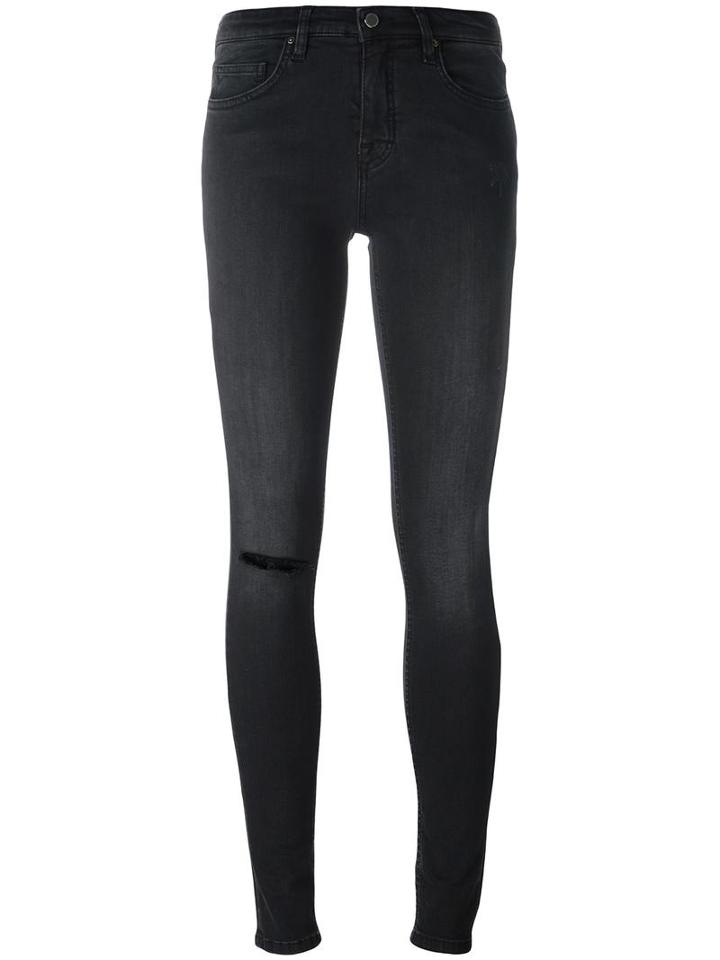 Victoria Victoria Beckham Distressed Skinny Jeans, Women's, Size: 28, Black, Cotton/polyester/spandex/elastane