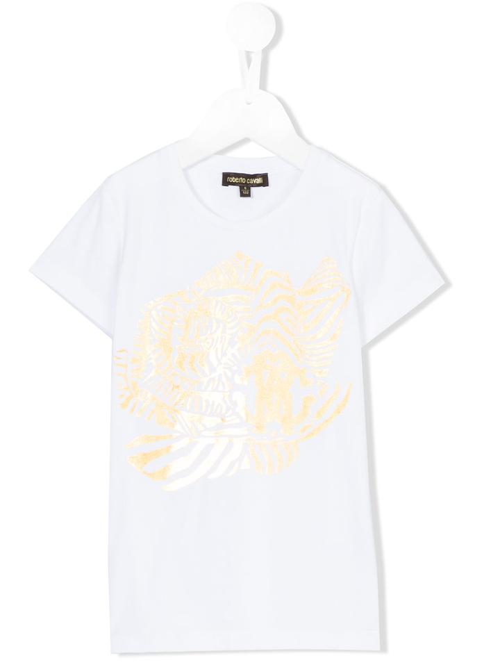 Roberto Cavalli Kids - Metallic Printed T-shirt - Kids - Cotton/spandex/elastane - 6 Yrs, White