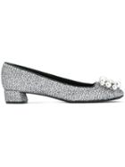 Casadei Metallic Embellished Slippers