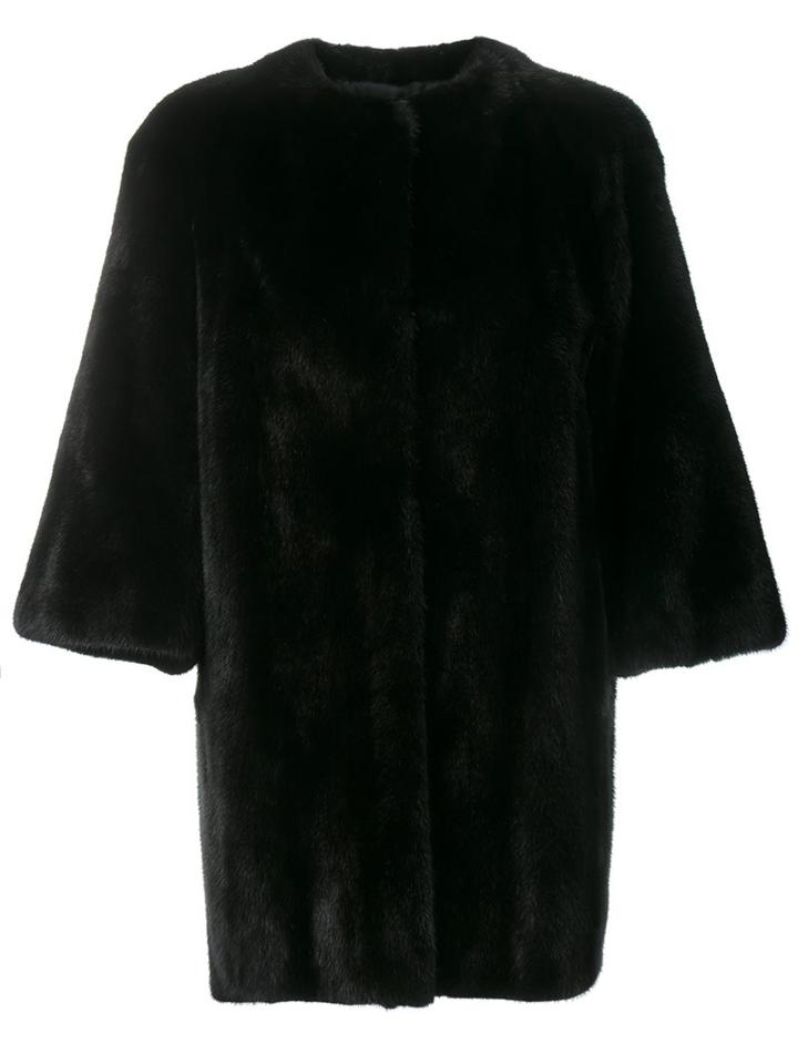 Yves Salomon Mink Fur Coat, Women's, Size: 36, Black, Silk/mink Fur
