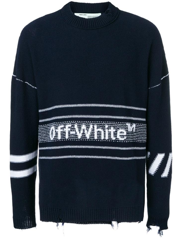 Off-white Ripped Logo Sweater - Blue