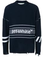 Off-white Ripped Logo Sweater - Blue
