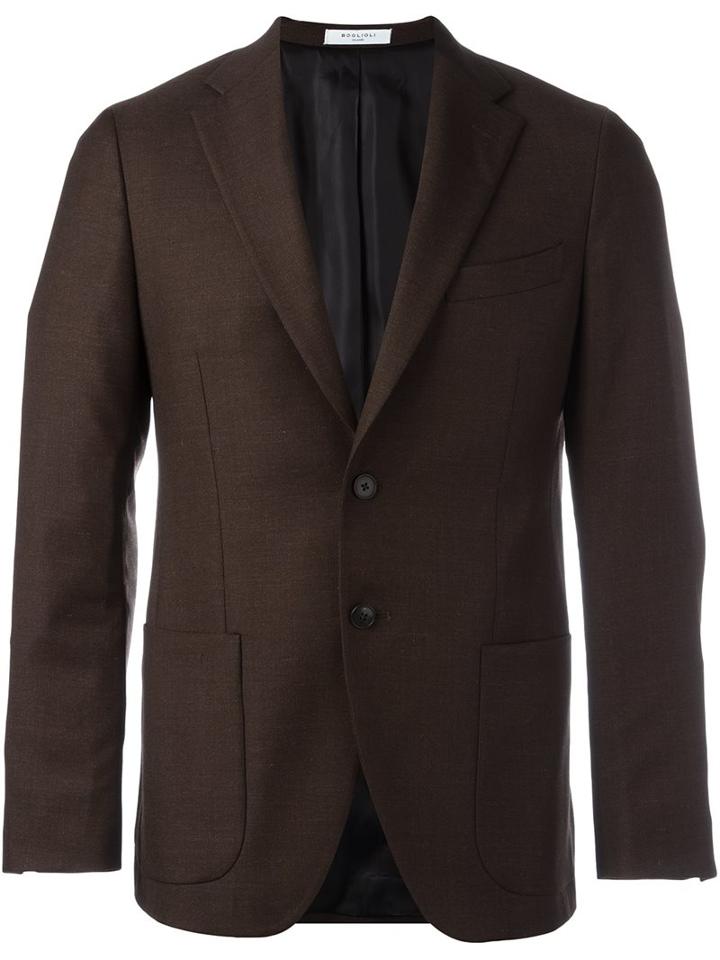Boglioli Notched Lapel Blazer, Men's, Size: 46, Brown, Acetate/cupro/mohair/virgin Wool