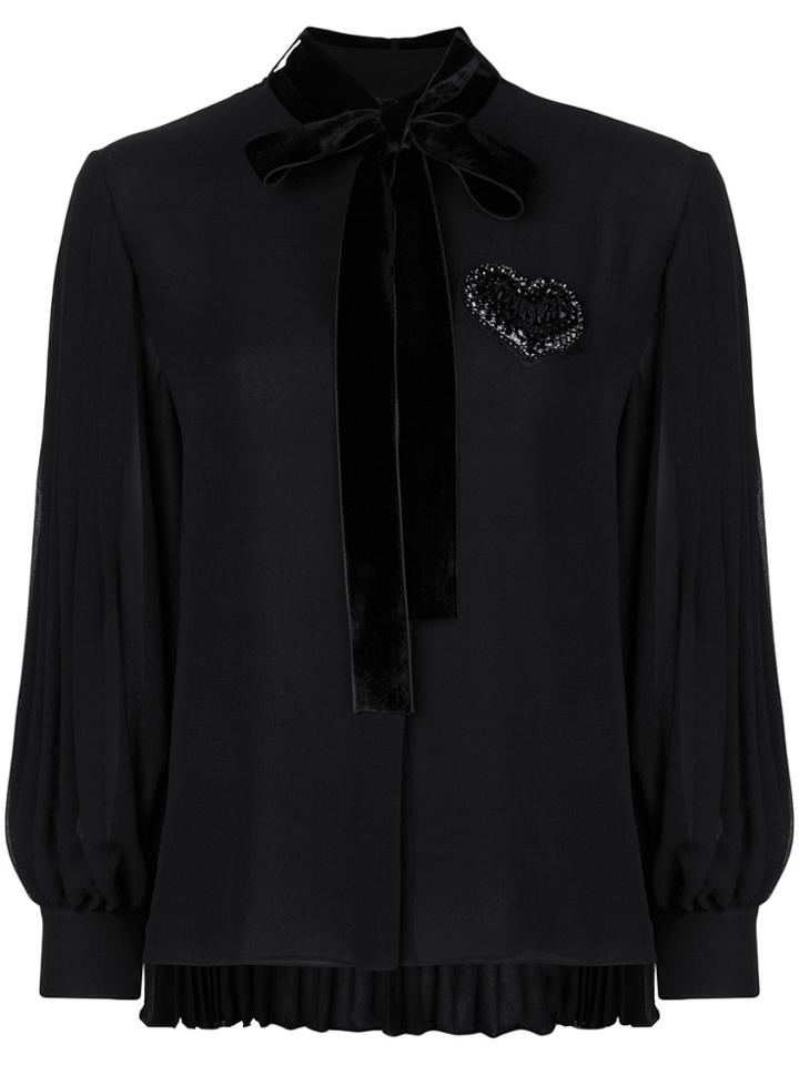 Fendi Bow-tied Long-sleeve Blouse - Black