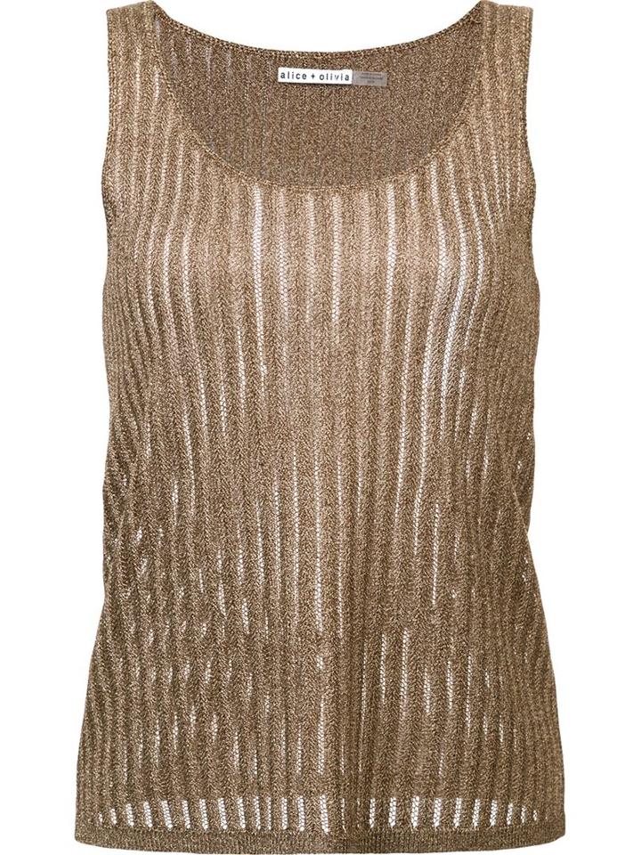 Alice+olivia Metallic (grey) Round Neck Tank, Women's, Size: Small, Acetate/polyester/nylon