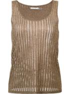 Alice+olivia Metallic (grey) Round Neck Tank, Women's, Size: Small, Acetate/polyester/nylon