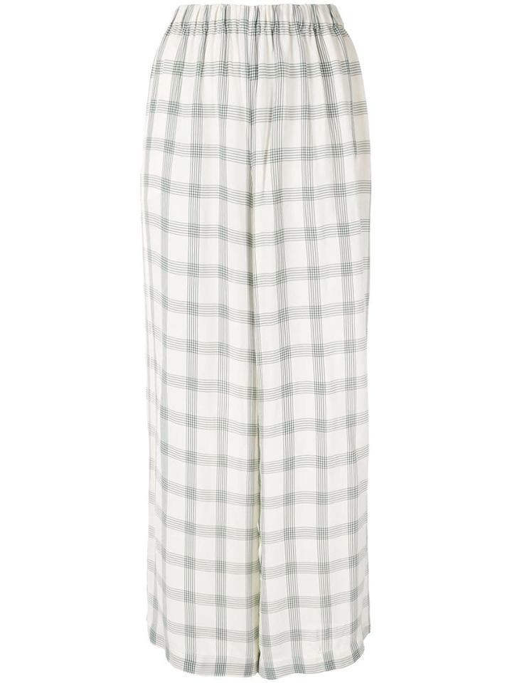 Aspesi Checked Wide-leg Trousers - White