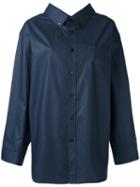 Balenciaga Large Collar Shirt, Women's, Size: 36, Blue, Cotton/polyester