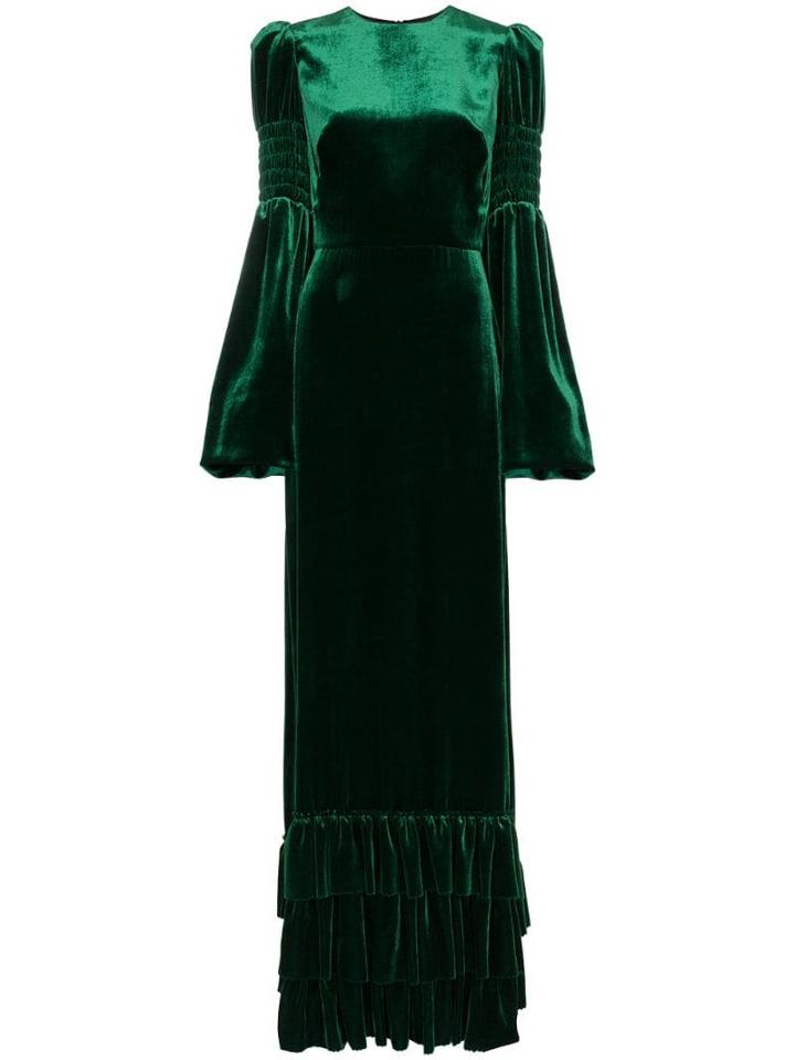 The Vampire's Wife Ruffle Hem Maxi Dress - Green