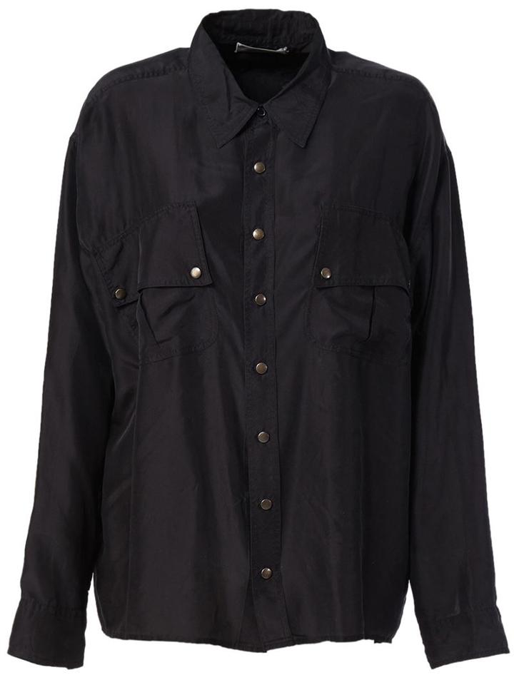 Faith Connexion Chest Pocket Shirt, Women's, Size: M, Black, Silk