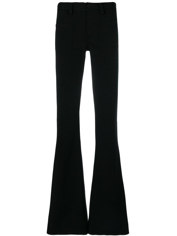 Maison Margiela - High Rise Flared Trousers - Women - Virgin Wool - 42, Black, Virgin Wool