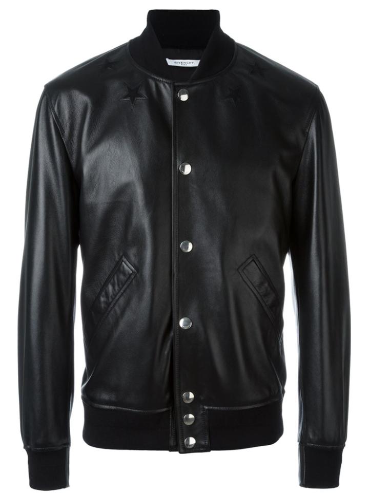 Givenchy Leather Bomber Jacket - Black