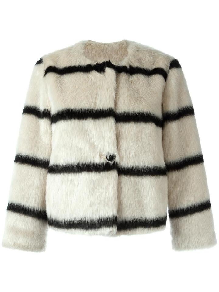 Bellerose 'edel' Faux Fur Striped Jacket, Women's, Size: 3, White, Modacrylic/cotton