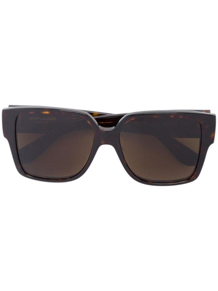 Saint Laurent Eyewear Brown Tortoiseshell Effect Sunglasses