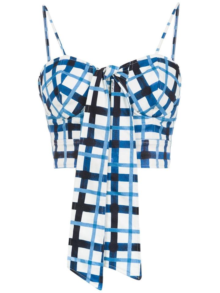 Tufi Duek Cropped Top With Check Print - Blue