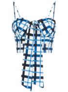 Tufi Duek Cropped Top With Check Print - Blue