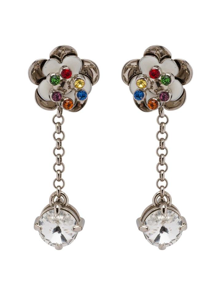 Miu Miu Flower Crystal Earrings - Metallic