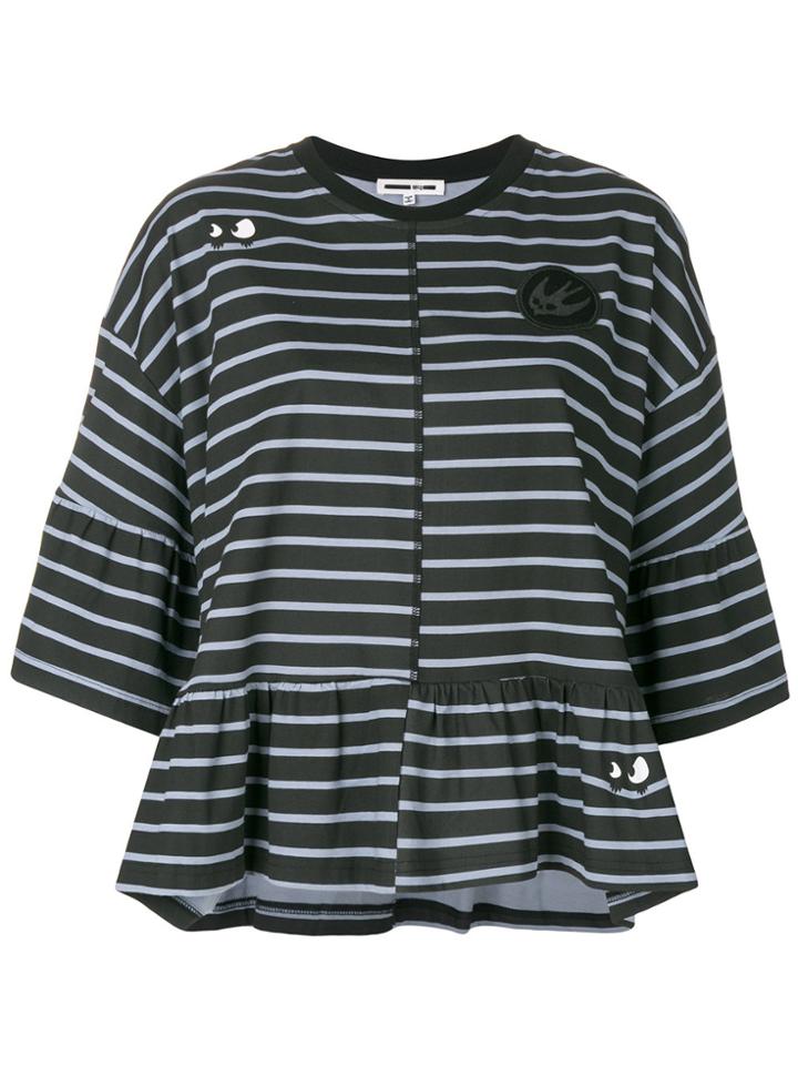 Mcq Alexander Mcqueen Striped Peplum T-shirt - Black
