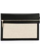 Victoria Beckham Front Zip Clutch, Women's, Black, Calf Leather/cotton