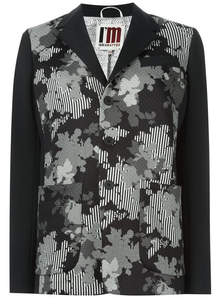 I M Isola Marras Floral Print Blazer, Women's, Size: 40, Black, Cotton/polyamide/spandex/elastane/viscose