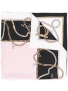 Salvatore Ferragamo Chain Print Silk Scarf - White