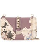 'glam Lock' Floral Shoulder Bag, Women's, Pink/purple, Leather, Valentino