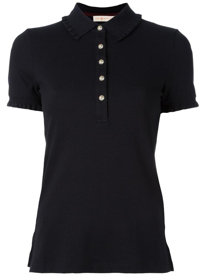 Tory Burch Lacey Polo Shirt, Women's, Size: Small, Black, Cotton/modal/spandex/elastane