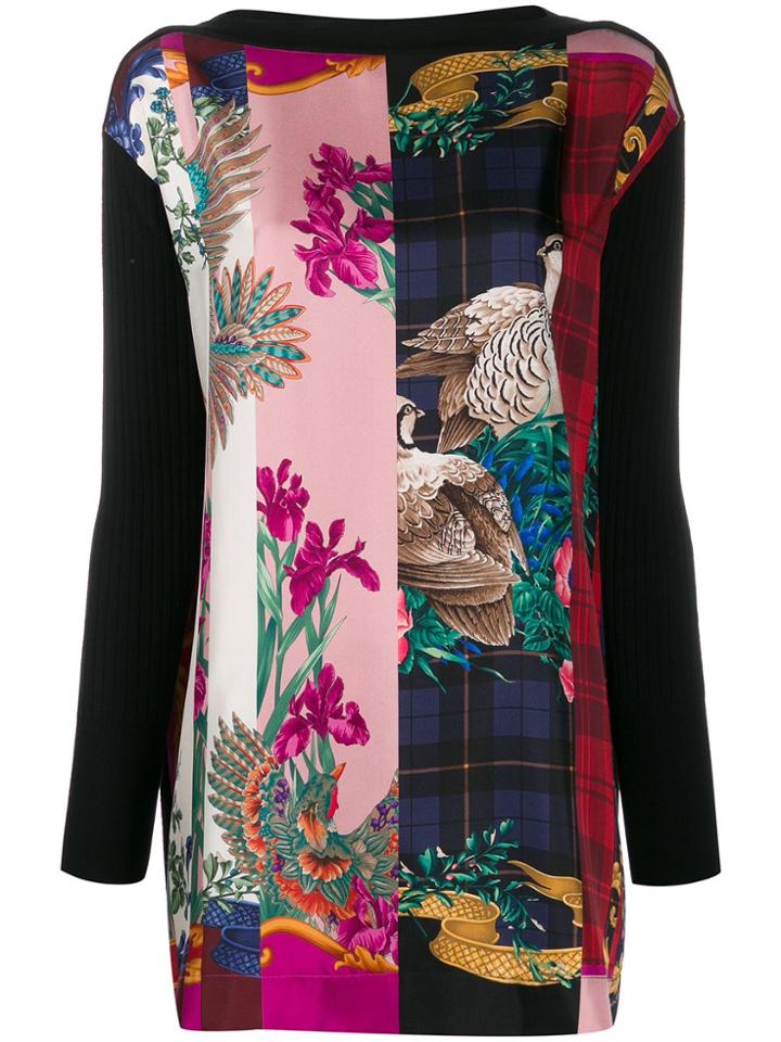 Salvatore Ferragamo Print Panel Knitted Top - Black