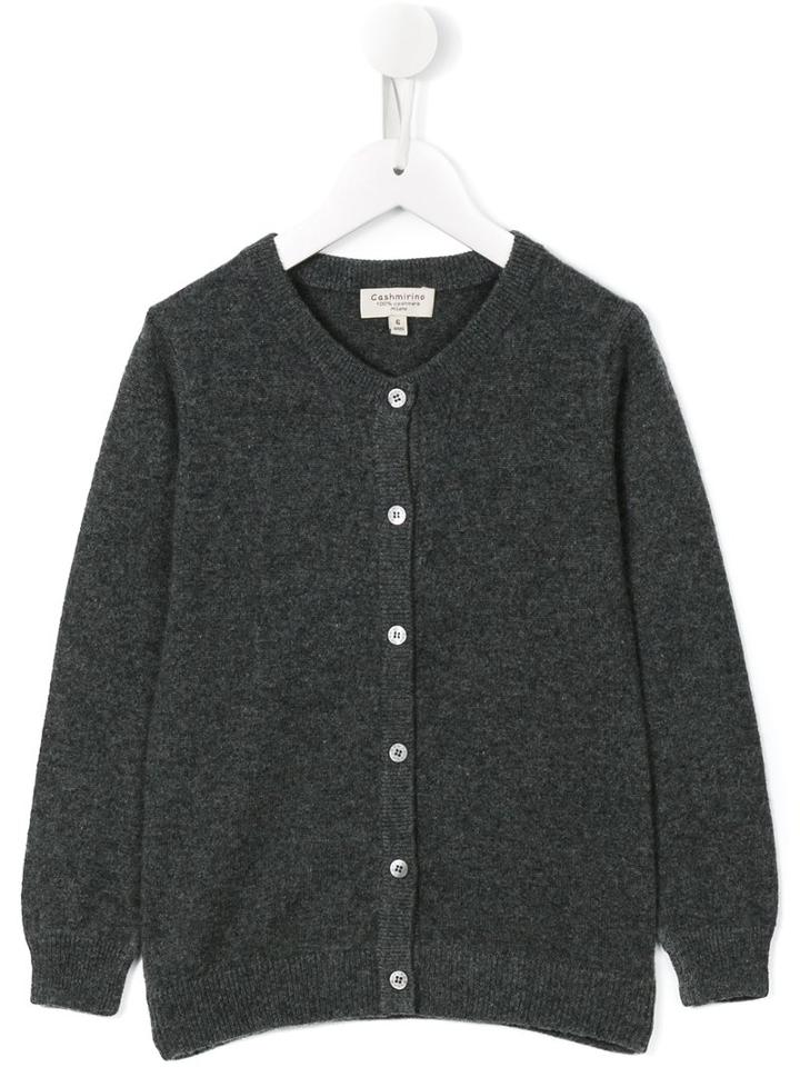 Cashmirino - Round Neck Cardigan - Kids - Cashmere - 10 Yrs, Grey