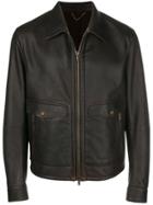 Ajmone Classic Leather Jacket - Brown