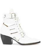 Chloé Ankle Belted Boots - White