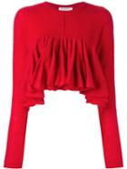 Philosophy Di Lorenzo Serafini Ruffled Cropped Jumper, Women's, Size: 42, Red, Acrylic/polyamide/mohair