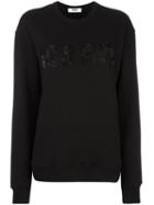 Msgm Logo Embroidered Sweatshirt, Women's, Size: Medium, Black, Cotton
