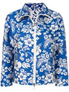 Moncler Cropped Floral Print Jacket - Blue