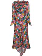 Attico Floral Print Midi Dress - Multicolour