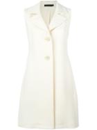 Calvin Klein Collection Single Breasted Sleeveless Coat, Women's, Size: 44, Nude/neutrals, Silk/wool