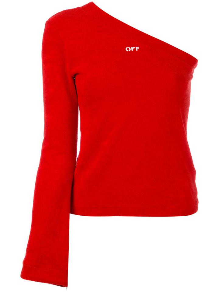 Off-white - One-shoulder Top - Women - Cotton - S, Red, Cotton