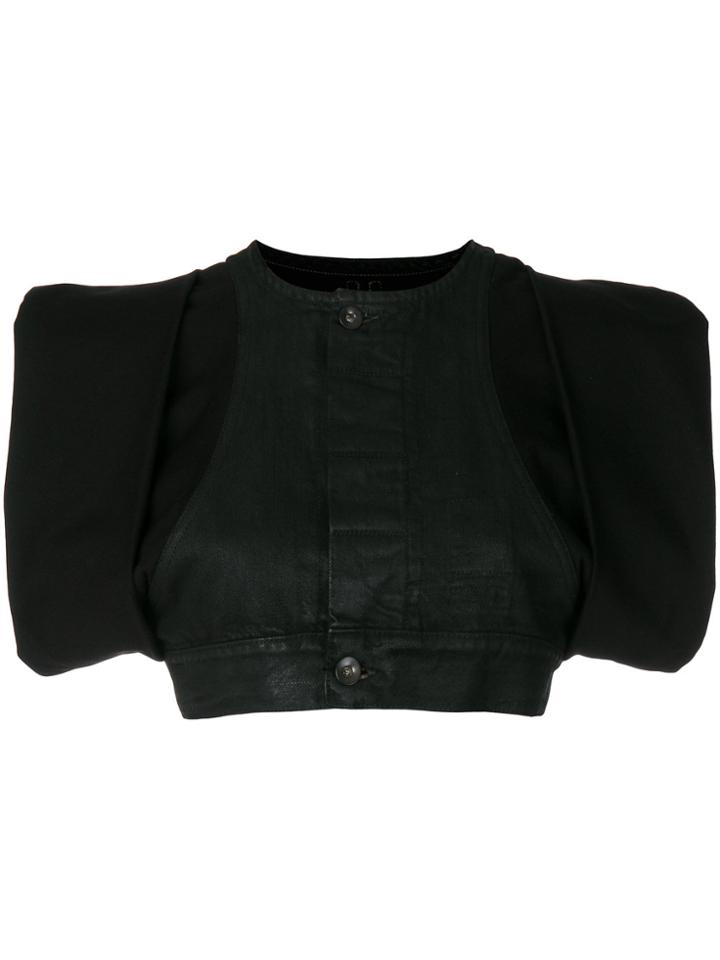 Rick Owens Drkshdw Cropped Panelled Top - Black