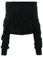 Alberta Ferretti - Funnel Neck Crystal Sweater - Women - Polyamide/angora - 40, Black, Polyamide/angora