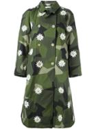 Ermanno Gallamini Daisy Printed Trench Coat, Women's, Size: Small, Green, Cotton/polyester/viscose