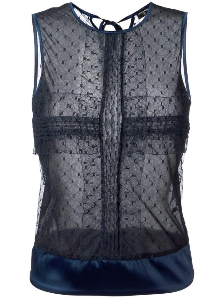 Chanel Pre-owned Netted Sheer Top - Blue