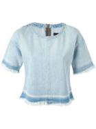 J Brand Frayed Denim Top, Women's, Size: Xs, Blue, Cotton/lyocell