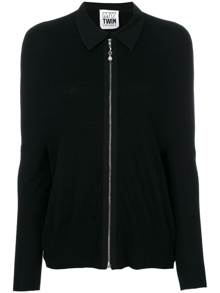 Twin-set - Zip-up Cardigan - Women - Polyamide/viscose/angora/wool - Xs, Black, Polyamide/viscose/angora/wool