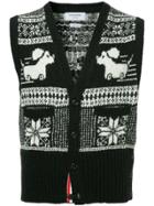 Thom Browne Intarsia-knit Sweater Vest - Black
