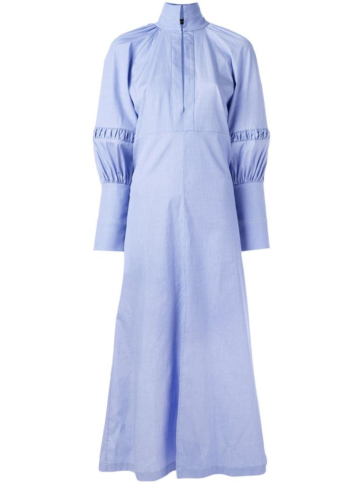 Ellery - Puffed Sleeve Maxi Shirt Dress - Women - Cotton - 10, Women's, Blue, Cotton